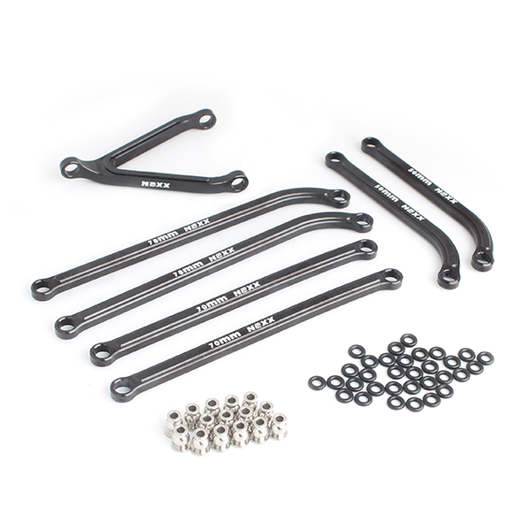 NX-323-BL Nexx Racing High Clearance Aluminum Chassis Links Set for Axial SCX24 Jeep Gladiator (BLACK)