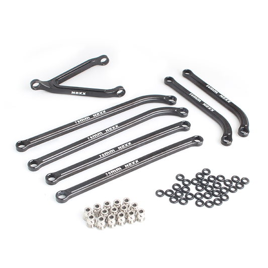 NX-323-BL Nexx Racing High Clearance Aluminum Chassis Links Set for Axial SCX24 Jeep Gladiator (BLACK)