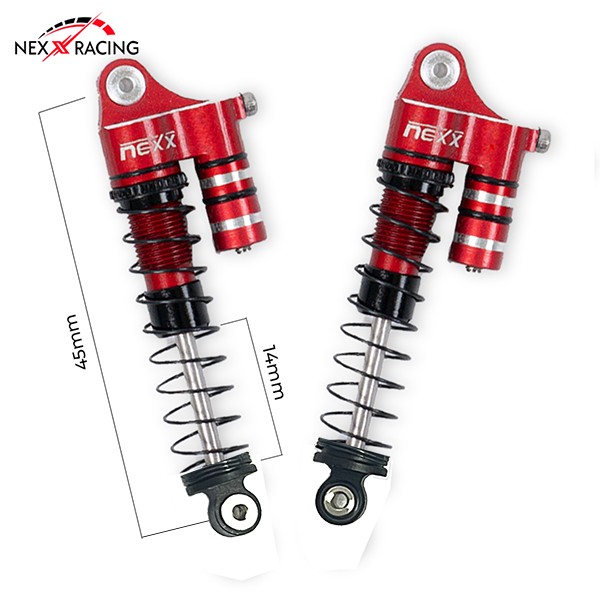 NX-425 Nexx Racing 45mm Long Reservoir shocks (4pcs) for 1/24 Axial SCX24