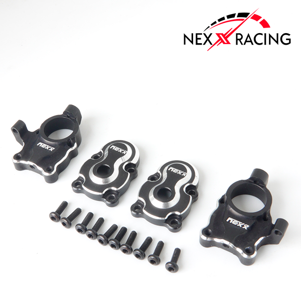 NX-365-BL FRONT PORTAL AXLE SET ALU 7075 T6 FOR FMS FCX24 ( MAX SMASHER AND POWER WAGON)