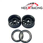 NXUSA-EVO-B-F Fronts, "JUD" Carbon Fiber Reinforced Flanged Ring Wheels (BLACK)