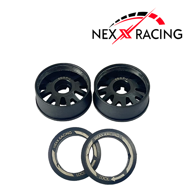 NXUSA-EVO-B-F Fronts, "JUD" Carbon Fiber Reinforced Flanged Ring Wheels (BLACK)