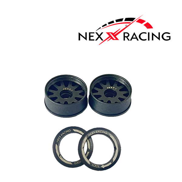NXUSA-EVO-B-F Fronts, "JUD" Carbon Fiber Reinforced Flanged Ring Wheels (BLACK)