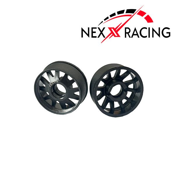 NXUSA-EVO-F Nexx Racing 2WD “JUD” threaded carbon-fiber reinforced EVO Flanged Front Wheels (2) pcs for Mini-Z (Black)