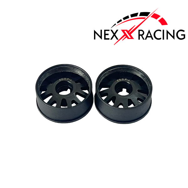 NXUSA-EVO-F Nexx Racing 2WD “JUD” threaded carbon-fiber reinforced EVO Flanged Front Wheels (2) pcs for Mini-Z (Black)