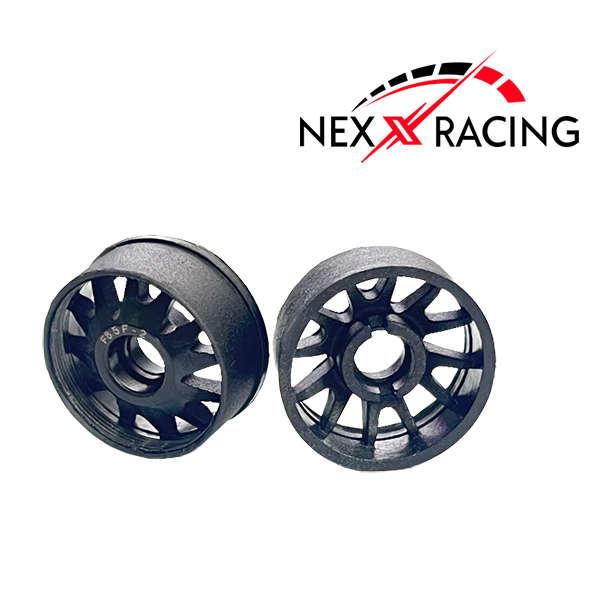 NXUSA-EVO-F Nexx Racing 2WD “JUD” threaded carbon-fiber reinforced EVO Flanged Front Wheels (2) pcs for Mini-Z (Black)