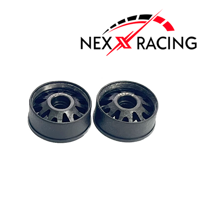 NXUSA-EVO-F Nexx Racing 2WD “JUD” threaded carbon-fiber reinforced EVO Flanged Front Wheels (2) pcs for Mini-Z (Black)