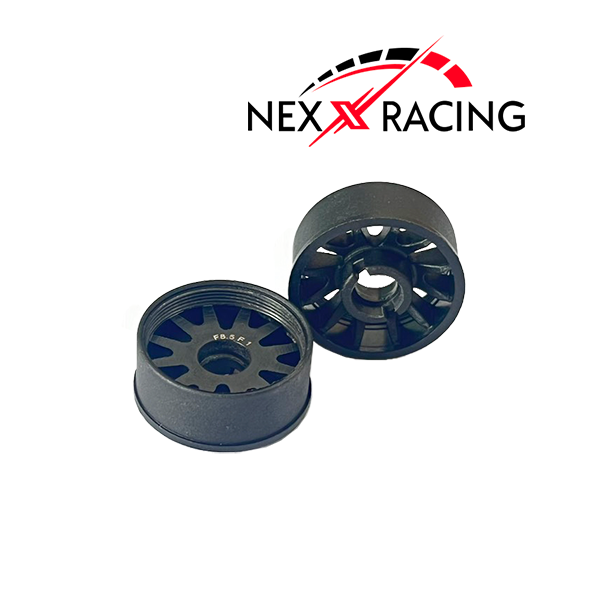 NXUSA-EVO-F Nexx Racing 2WD “JUD” threaded carbon-fiber reinforced EVO Flanged Front Wheels (2) pcs for Mini-Z (Black)