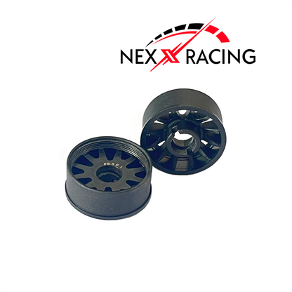 NXUSA-EVO-F Nexx Racing 2WD “JUD” threaded carbon-fiber reinforced EVO Flanged Front Wheels (2) pcs for Mini-Z (Black)