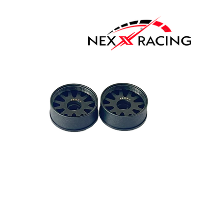 NXUSA-EVO-F Nexx Racing 2WD “JUD” threaded carbon-fiber reinforced EVO Flanged Front Wheels (2) pcs for Mini-Z (Black)