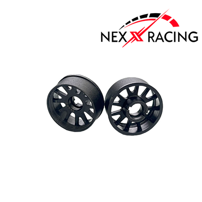 NXUSA-EVO-F Nexx Racing 2WD “JUD” threaded carbon-fiber reinforced EVO Flanged Front Wheels (2) pcs for Mini-Z (Black)