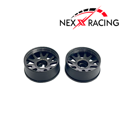 NXUSA-EVO-F Nexx Racing 2WD “JUD” threaded carbon-fiber reinforced EVO Flanged Front Wheels (2) pcs for Mini-Z (Black)