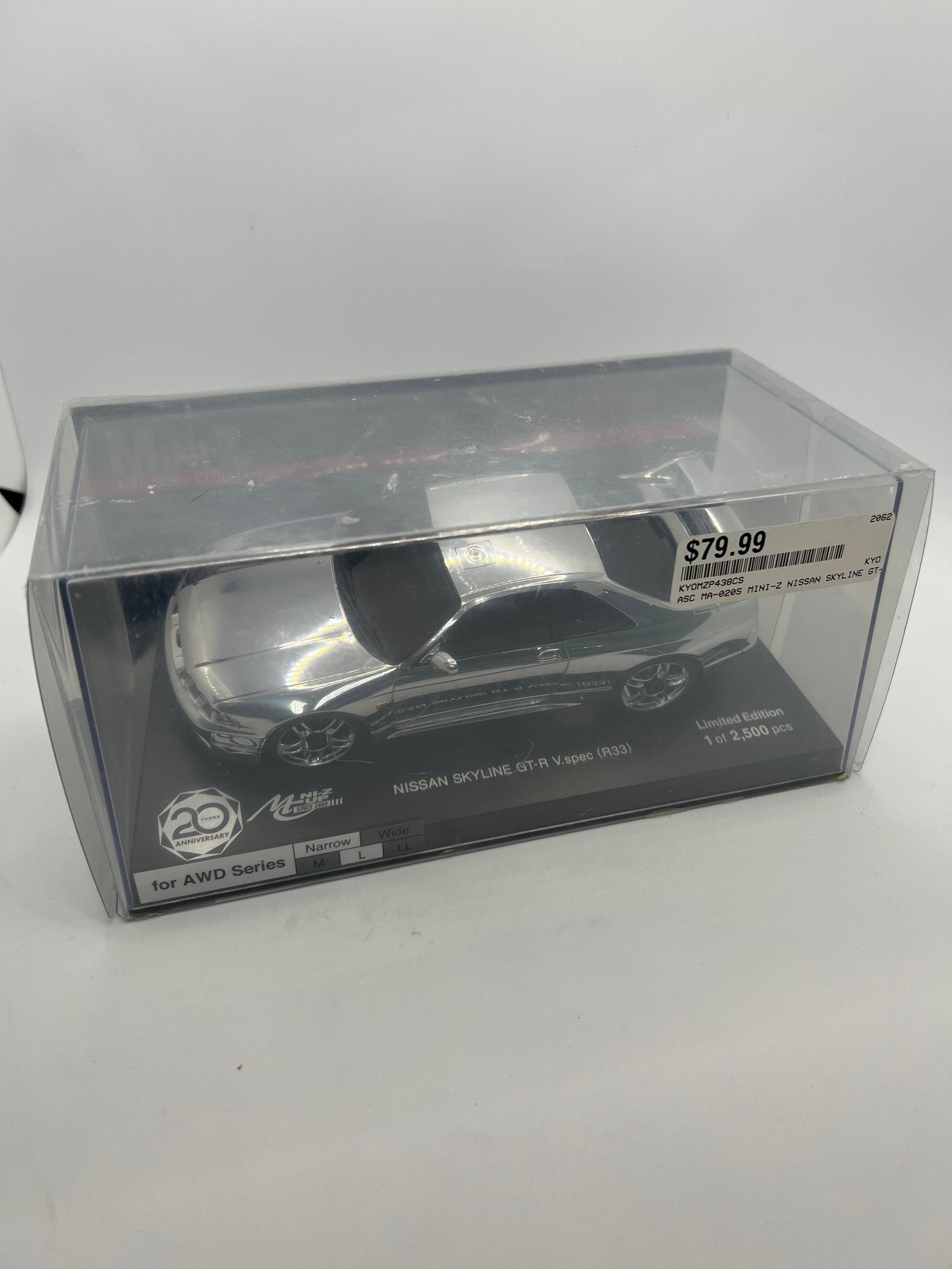 Kyosho Mini-Z CUP 20th Anniversary NISSAN SKYLINE GT-R V.Spec (R33) Chrome Silver (Still Sealed)