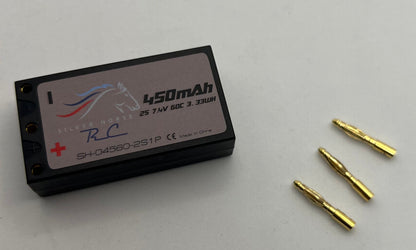 Silver Horse 450 mAh 7.4v 60c Lipo Hardcase 2mm Bullet Racing Battery
