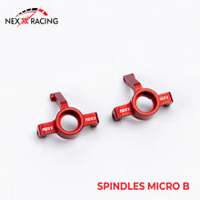 Load image into Gallery viewer, NX-459 Micro-B Front Spindles CNC&#39;d Aluminum (Knuckles) Black or Red
