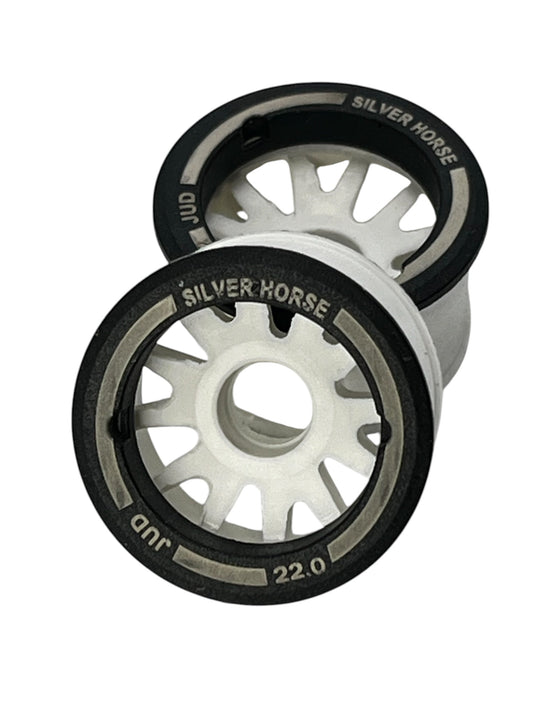 Special Edition Silver Horse White Wheels EVO 2WD Racing "JUD" Threaded carbon-fiber