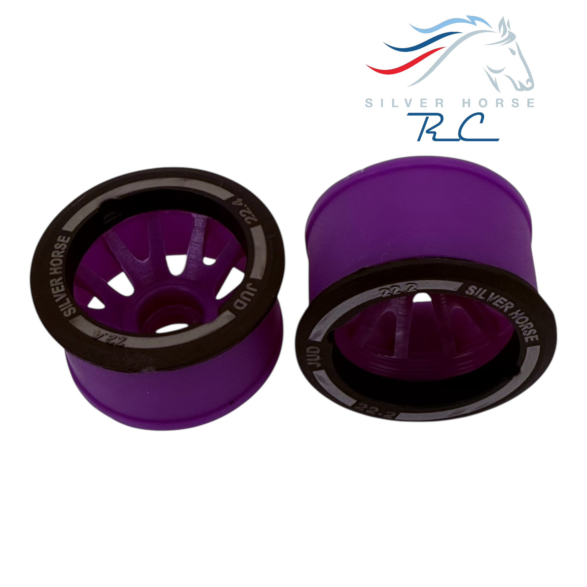 Special Edition Silver Horse Purple Racing 2WD “JUD” Rear 11mm and 14mm Threaded Carbon-Fiber Reinforced EVO Wheels