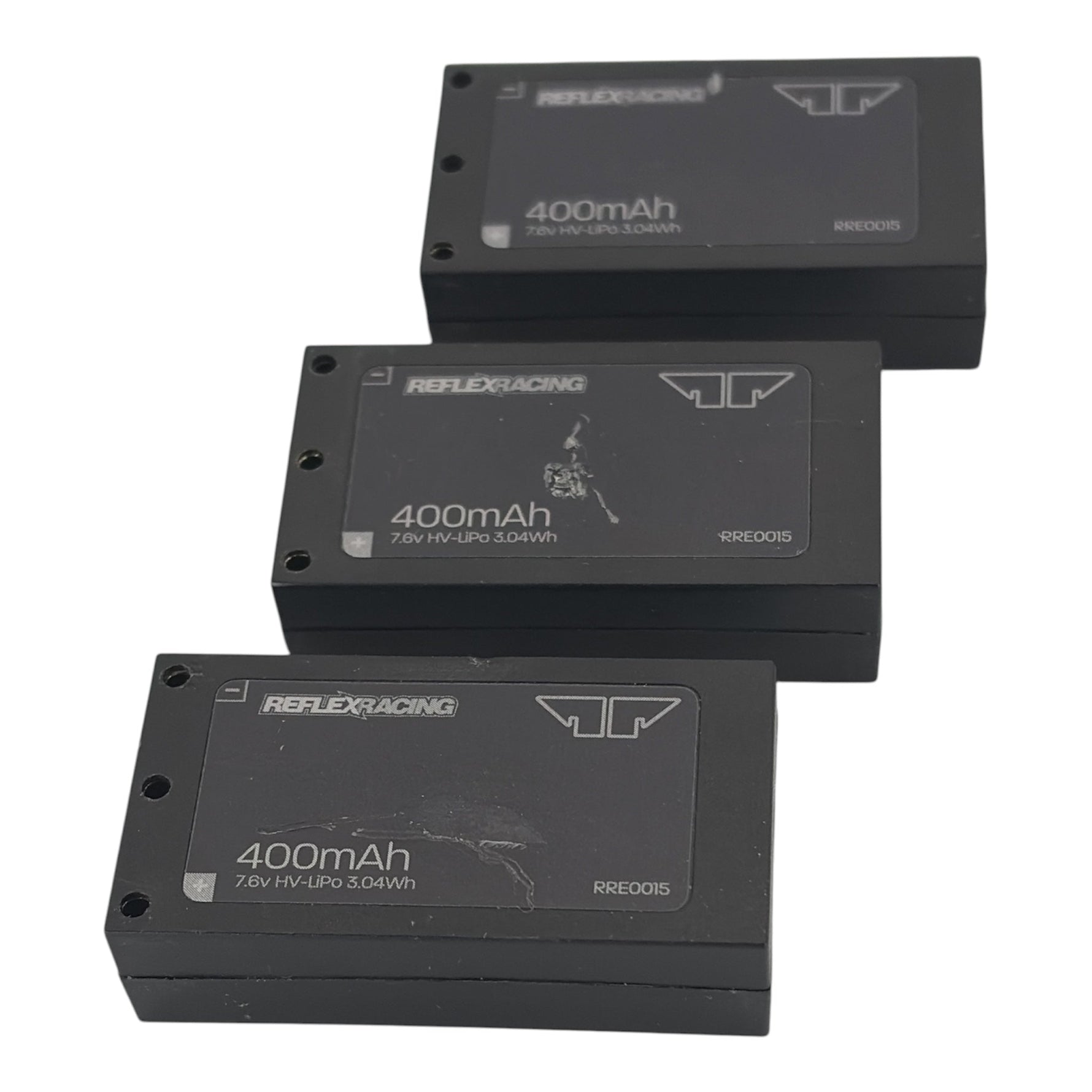 Reflex Racing 400mAh hardcase 2mm bullet lipo batter - set of 3, preowned