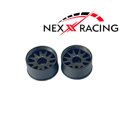 NXUSA-EVO-R Nexx Racing 2WD “JUD” threaded carbon-fiber reinforced EVO Flanged Rear Wheels (2) pcs for Mini-Z (Black)