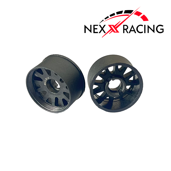 NXUSA-EVO-R Nexx Racing 2WD “JUD” threaded carbon-fiber reinforced EVO Flanged Rear Wheels (2) pcs for Mini-Z (Black)