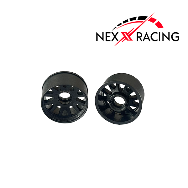 NXUSA-EVO-R Nexx Racing 2WD “JUD” threaded carbon-fiber reinforced EVO Flanged Rear Wheels (2) pcs for Mini-Z (Black)