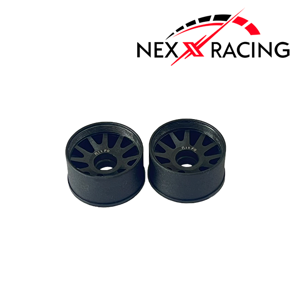 NXUSA-EVO-R Nexx Racing 2WD “JUD” threaded carbon-fiber reinforced EVO Flanged Rear Wheels (2) pcs for Mini-Z (Black)