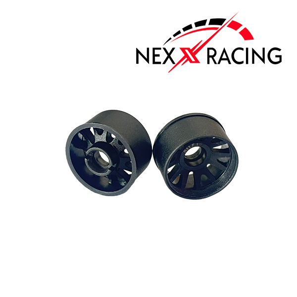 NXUSA-EVO-R Nexx Racing 2WD “JUD” threaded carbon-fiber reinforced EVO Flanged Rear Wheels (2) pcs for Mini-Z (Black)