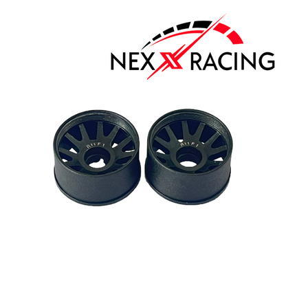 NXUSA-EVO-R Nexx Racing 2WD “JUD” threaded carbon-fiber reinforced EVO Flanged Rear Wheels (2) pcs for Mini-Z (Black)