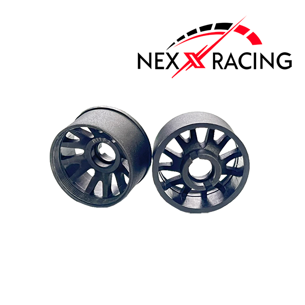 NXUSA-EVO-R Nexx Racing 2WD “JUD” threaded carbon-fiber reinforced EVO Flanged Rear Wheels (2) pcs for Mini-Z (Black)