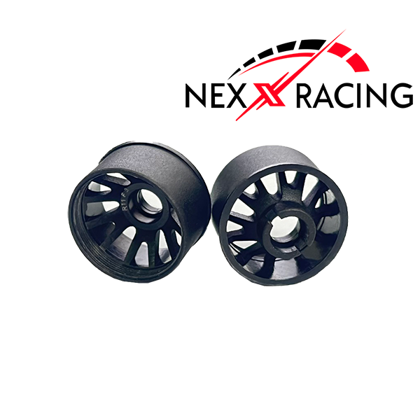 NXUSA-EVO-R Nexx Racing 2WD “JUD” threaded carbon-fiber reinforced EVO Flanged Rear Wheels (2) pcs for Mini-Z (Black)