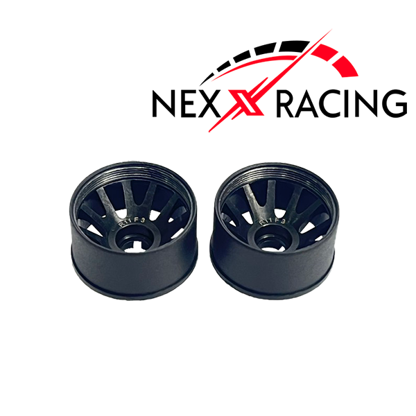 NXUSA-EVO-R Nexx Racing 2WD “JUD” threaded carbon-fiber reinforced EVO Flanged Rear Wheels (2) pcs for Mini-Z (Black)