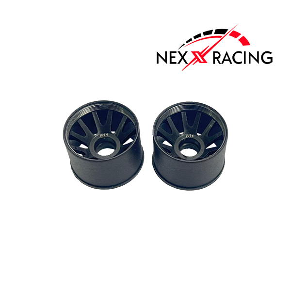 NXUSA-EVO-R Nexx Racing 2WD “JUD” threaded carbon-fiber reinforced EVO Flanged Rear Wheels (2) pcs for Mini-Z (Black)