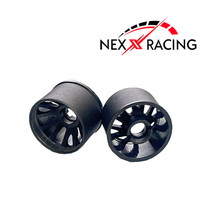 NXUSA-EVO-R Nexx Racing 2WD “JUD” threaded carbon-fiber reinforced EVO Flanged Rear Wheels (2) pcs for Mini-Z (Black)