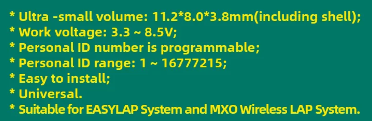 MXO Racing MX Nano TRAN Micro Transponder (Black Case) - Easy Lap Compatible