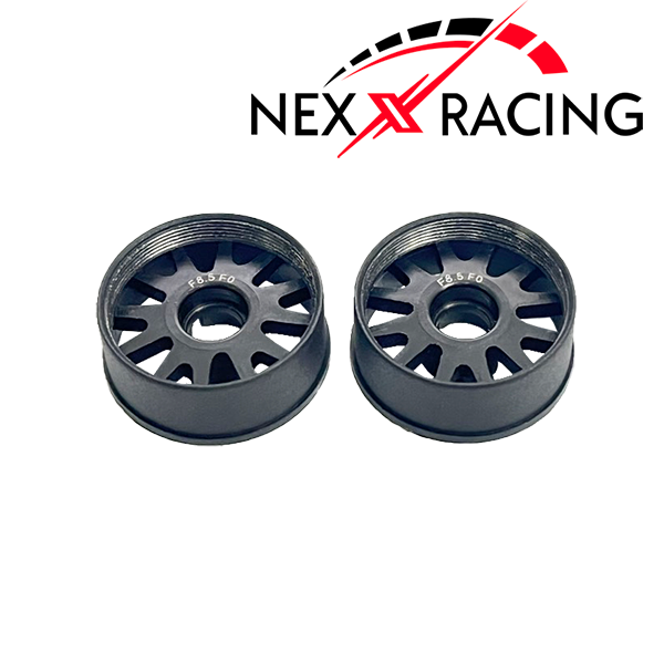 NXUSA-EVO-F Nexx Racing 2WD “JUD” threaded carbon-fiber reinforced EVO Flanged Front Wheels (2) pcs for Mini-Z (Black)