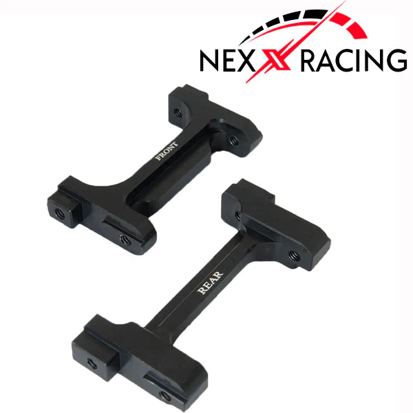 NX-382-BL-Nexx Racing CNC Alu Front And Rear Bumper Mounts Set For TRX-4M-Black