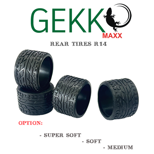 Gekko Maxx, Tires, REAR, "GKM" Series, R14mm, Super Wide Race Tires, 4 pieces