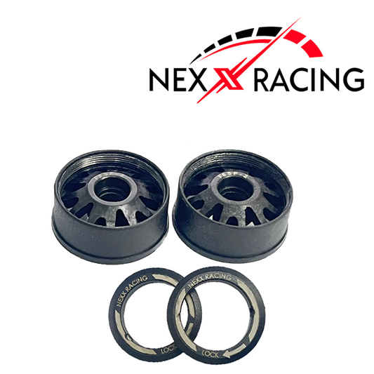 NXUSA-EVO-B-F Fronts, "JUD" Carbon Fiber Reinforced Flanged Ring Wheels (BLACK)