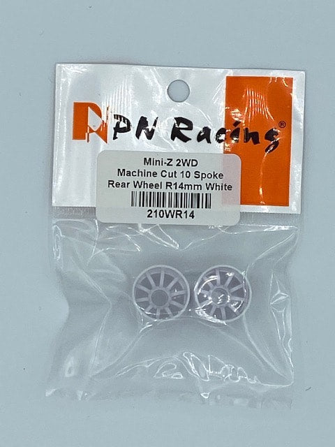 PN Racing Mini-Z 2WD Machine Cut 10 Spoke Rear Wheel R14mm White