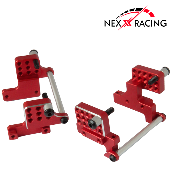 NX-378-R-Nexx Racing CNC Alu Front And Rear Shock Mounts For TRX-4M-Red