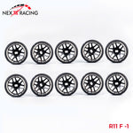 NXUSA-EVOAWD-R Nexx Racing “JUD” threaded carbon-fiber reinforced EVO AWD Flanged Rear Wheels (2) pcs for Mini-Z (Black)