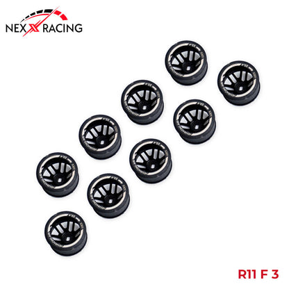 NXUSA-EVOAWD-R Nexx Racing “JUD” threaded carbon-fiber reinforced EVO AWD Flanged Rear Wheels (2) pcs for Mini-Z (Black)